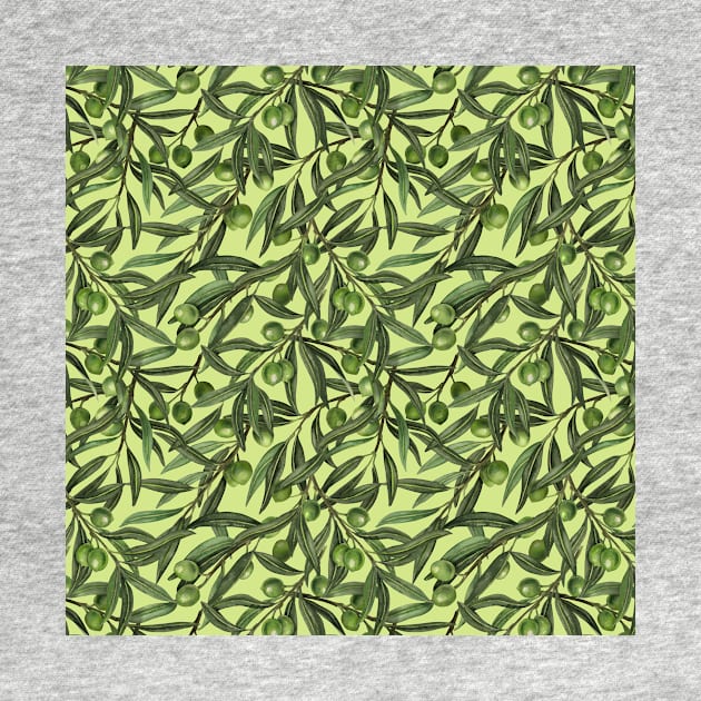 Olive branches on honeydew green by katerinamk